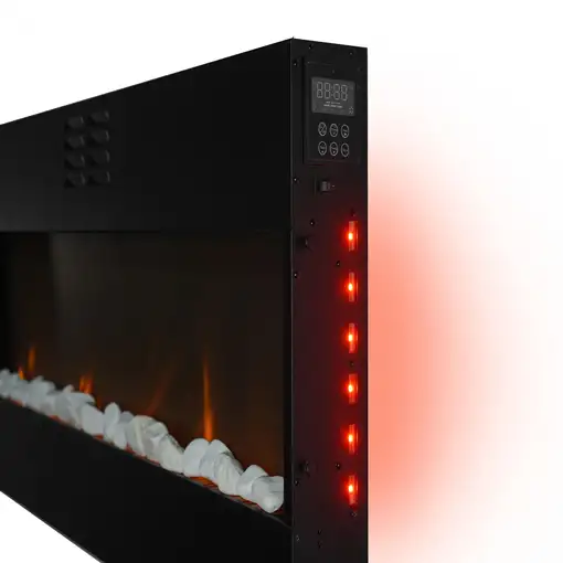 Chimenea Eléctrica Panorámica con luz LED ambiental y panel frontal MDF