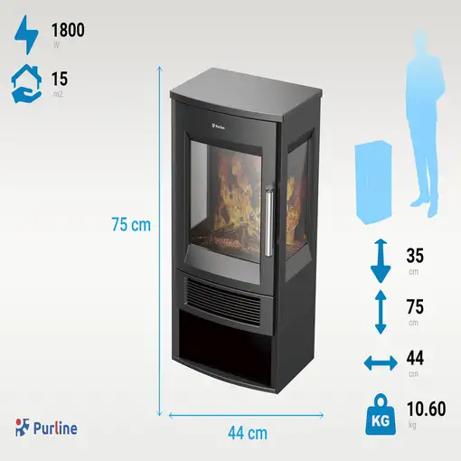Estufa eléctrica grande de suelo con control WiFi por App
