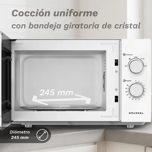 Microondas sin grill blanco, 25L, 850 W, MW-25EASY GRUNKEL