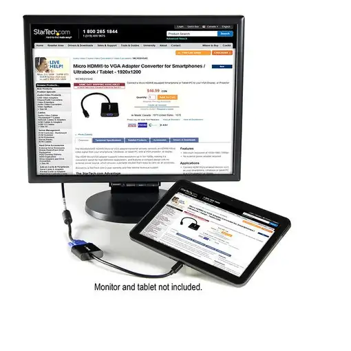 StarTech.com Adaptador Conversor Micro HDMI a VGA para Smartphones / Ultrabooks /