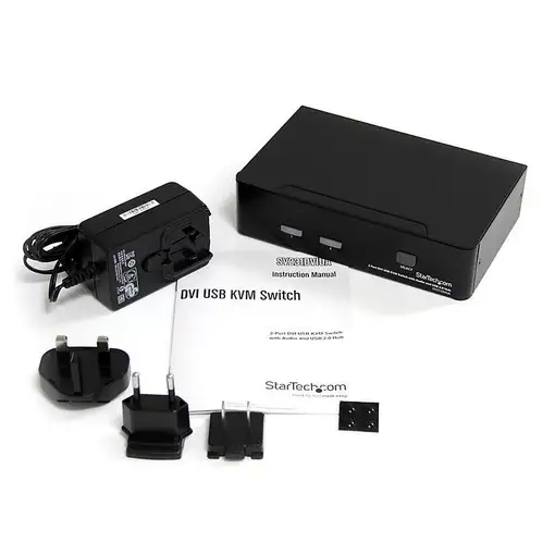 StarTech.com Conmutador Switch KVM - 2 puertos USB 2.0 - Audio Vídeo DVI