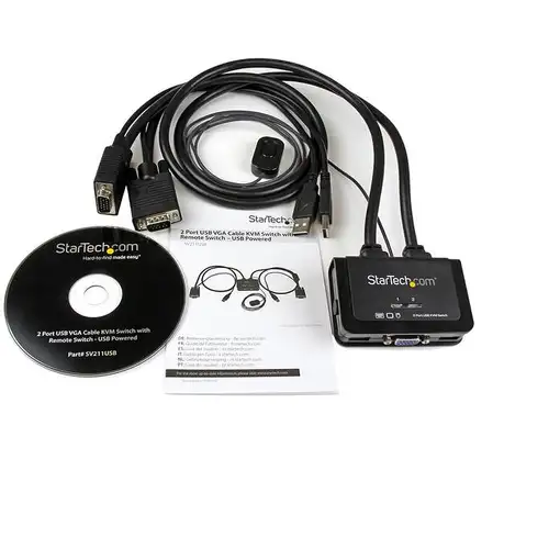 StarTech.com Switch Conmutador KVM de Cable con 2 Puertos VGA USB