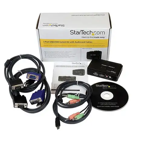 StarTech.com Juego de Conmutador KVM de 2 puertos con todo incluido - USB - Audio