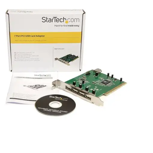 StarTech.com Adaptador Tarjeta PCI USB 2.0 de Alta Velocidad 7 Puertos - 4 Externo