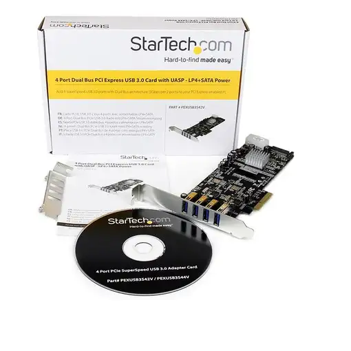StarTech.com Adaptador Tarjeta PCI Express PCI-E 4 Puertos USB 3.0 UASP Bus Doble