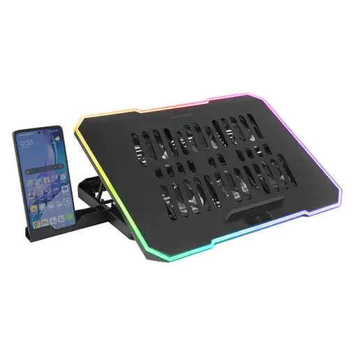 Mars Gaming MNBC7, Base Refrigeradora y Stand 16”, RGB 10 Modos, 6 Ventiladores Co