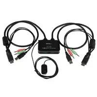 StarTech.com Conmutador Switch KVM 2 puertos HDMI USB Audio con Cables Integrados