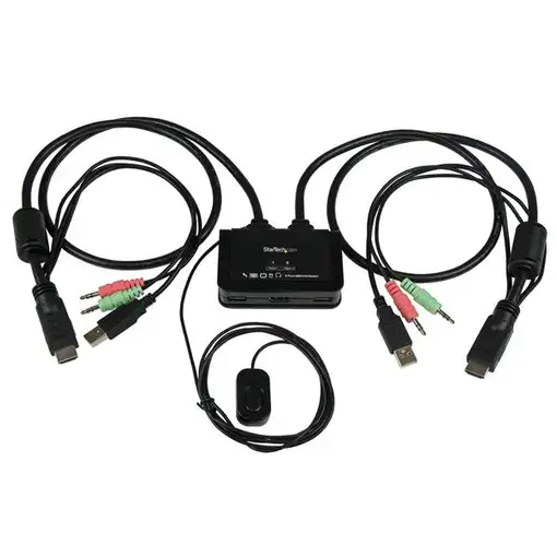 StarTech.com Conmutador Switch KVM 2 puertos HDMI USB Audio con Cables Integrados