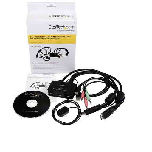 StarTech.com Conmutador Switch KVM 2 puertos HDMI USB Audio con Cables Integrados