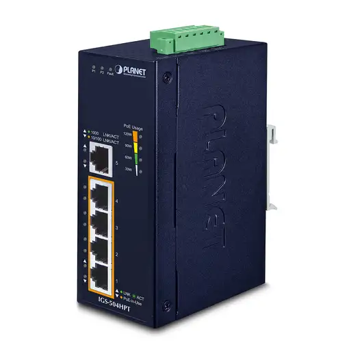 PLANET IGS-504HPT switch No administrado L2 Gigabit Ethernet (10/100/1000) Energía PLANET IGS-504HPT switch No administrado L2 Gigabit Ethernet (10/100/1000) Energía