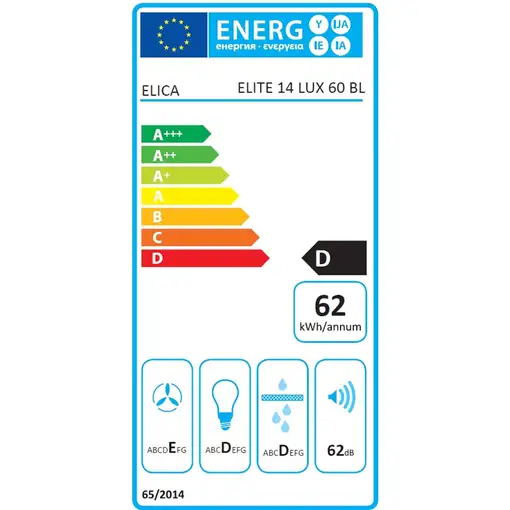 Elica Elite 14 LUX 60 BL Semintegrada (extraíble) Negro 368 m³/h