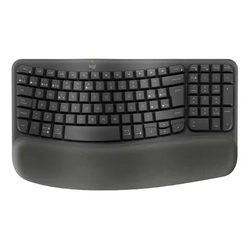 Logitech Wave Keys for Business, teclado ergonómico inalámbrico con reposamanos