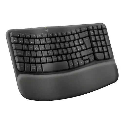 Logitech Wave Keys for Business, teclado ergonómico inalámbrico con reposamanos
