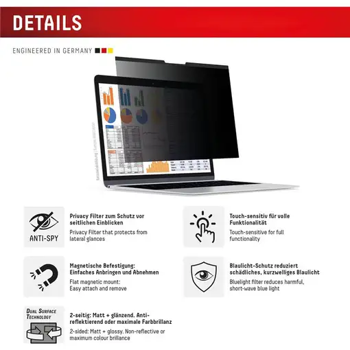 Displex 01763 filtro para monitor 39,6 cm (15.6'') Portátil Filtro de privacidad