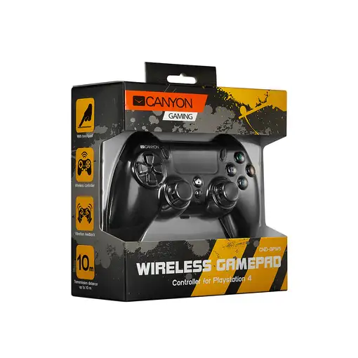 Canyon Gamepad GP-W5 Conexión inalámbrica 2.4GHz para PS4 y PC, Negro