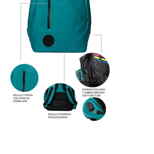 Smile Mochila Antirrobo para Portátil hasta 16 pulgadas The Rock con Puerto USB