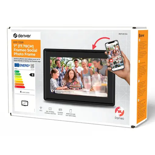 Denver PFF-725B marco fotográfico digital Negro 17,8 cm (7") Pantalla táctil Wifi