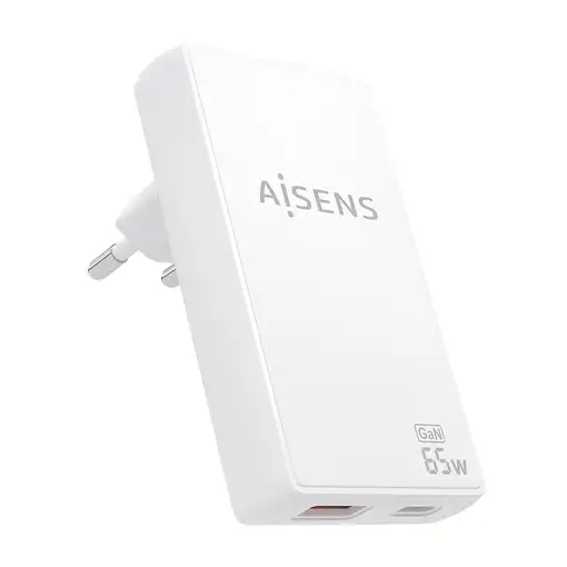 AISENS Cargador De Pared GaN Ultra Delgado 65W, 1xUSB-C PD3.0 QC4.0, 1xUSB-A QC3.0 AISENS Cargador De Pared GaN Ultra Delgado 65W, 1xUSB-C PD3.0 QC4.0, 1xUSB-A QC3.0