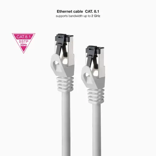 Nanocable Cable de Red Latiguillo Cat.8.1 2GHz LSZH SSTP AWG26, Gris, 25 cm