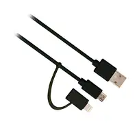 Ewent EW9909 cable USB USB 2.0 1 m USB A Micro-USB B/Lightning Negro