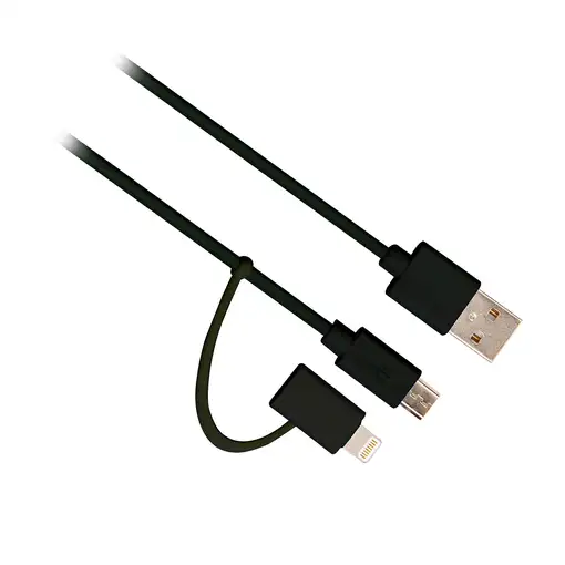 Ewent EW9909 cable USB USB 2.0 1 m USB A Micro-USB B/Lightning Negro