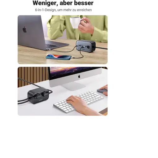 Ugreen DigiNest Pro 1 salidas AC Tipo C 1,8 m 4 3680 W Negro