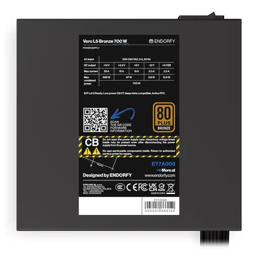 ENDORFY Vero L5 Bronze unidad de fuente de alimentación 700 W 24-pin ATX ATX Negro