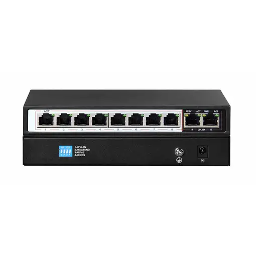 Extralink PoE Switch CERES 8x 100Mb/s PoE/PoE+, 2x RJ45 Uplink 100Mb/s, 96W