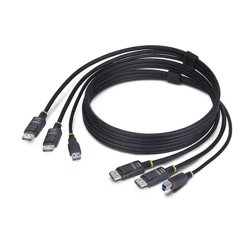StarTech.com Cable KVM DisplayPort de Doble Pantalla con USB 5Gbps de 1,8m - 4K 60