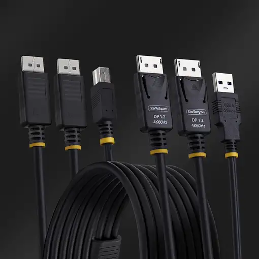 StarTech.com Cable KVM DisplayPort de Doble Pantalla con USB 5Gbps de 1,8m - 4K 60