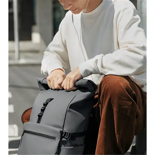 Xiaomi Roll Top Casual Backpack mochila Mochila informal Gris Poliéster, Poliureta