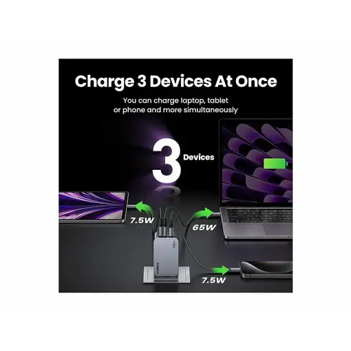 Ugreen Nexode Pro EU 3-Port GaN PD Fast Charger With USB-C Cable Universal Negro,