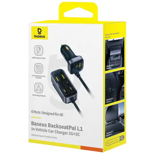 Baseus BackseatPal L1 Universal Negro Encendedor de cigarrillos Auto