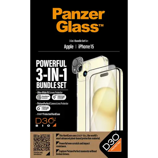 PanzerGlass ® 3-in-1 Bundle iPhone 15 Protector de pantalla Apple 1 pieza(s)