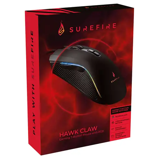 SureFire Hawk Claw ratón Juego mano derecha USB tipo A Óptico 6400 DPI