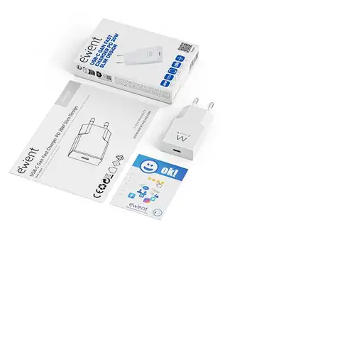 Ewent Cargador Rápido USB-C PD de 20W con Tecnología GaN y Diseño Ultrafino