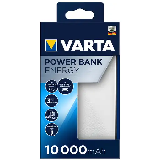 Varta Energy 10000 Polímero de litio 10000 mAh Negro, Blanco