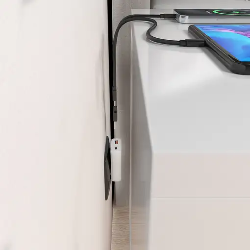 AISENS Cargador De Pared GaN Ultra Delgado 30W, 1xUSB-C PD3.0 QC4.0, 1xUSB-A QC3.0