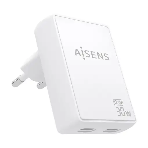 AISENS Cargador De Pared GaN Ultra Delgado 30W, 2xUSB-C PD3.0 QC4.0, Blanco AISENS Cargador De Pared GaN Ultra Delgado 30W, 2xUSB-C PD3.0 QC4.0, Blanco