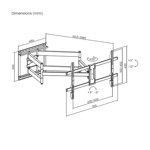 AISENS Soporte Eco Giratorio, Inclinable y Nivelable para Monitor/TV 60kg de 43"-9