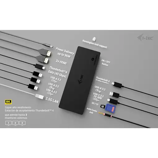 i-tec Thunderbolt4 Triple Display Docking Station + Power Delivery 96W