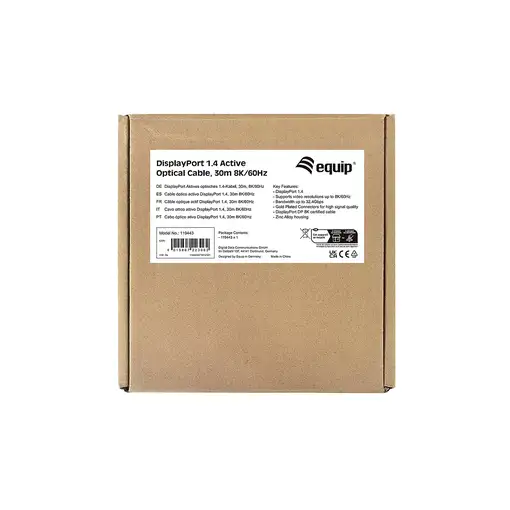 Equip 119443 Cable óptico activo DisplayPort 1.4, 30 m, 8K/60 Hz