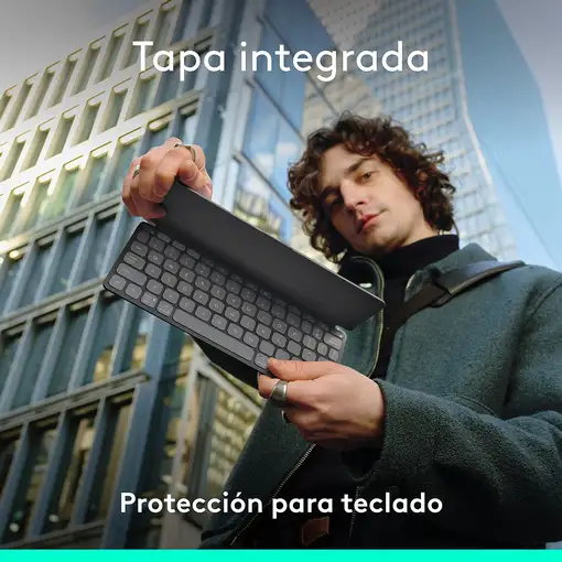 Logitech Keys-To-Go 2, teclado inalámbrico portátil para iPad con tapa integrada,