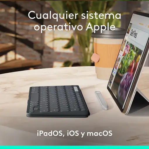 Logitech Keys-To-Go 2, teclado inalámbrico portátil para iPad con tapa integrada,
