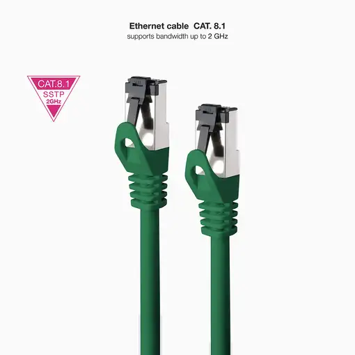 Nanocable Cable de Red Latiguillo Cat.8.1 2GHz LSZH SSTP AWG26, Verde, 25 cm
