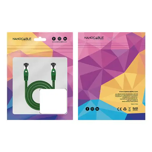 Nanocable Cable de Red Latiguillo Cat.8.1 2GHz LSZH SSTP AWG26, Verde, 25 cm