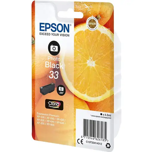 Epson Oranges Singlepack Photo Black 33 Claria Premium Ink