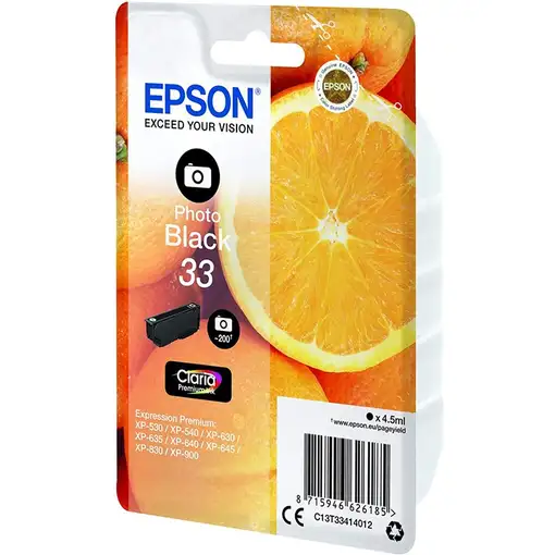 Epson Oranges Singlepack Photo Black 33 Claria Premium Ink