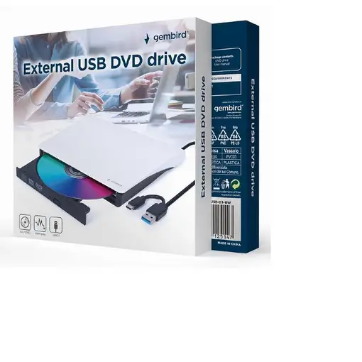 Gembird DVD-USB-031-BW unidad de disco óptico Interno DVD±RW Negro