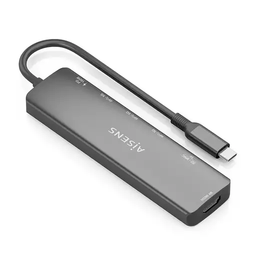 AISENS USB-C Dock 7 en 1, USB-C A, 1x HDMI, 3x USB-A, 1x USB-C PD 100W, 1x SD, 1x